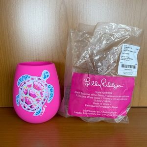 Lilly Pulitzer NWT Silicone Wine Glass Sea Glass AQ Rainforest Retreat Critter M